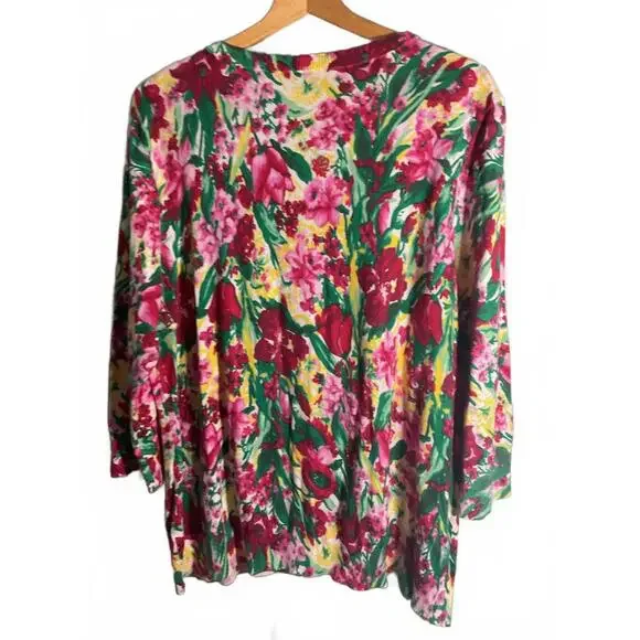 Talbots Floral Cardigan Sweater - Vibrant Spring Colors, Size 2X - Picture 7 of 7